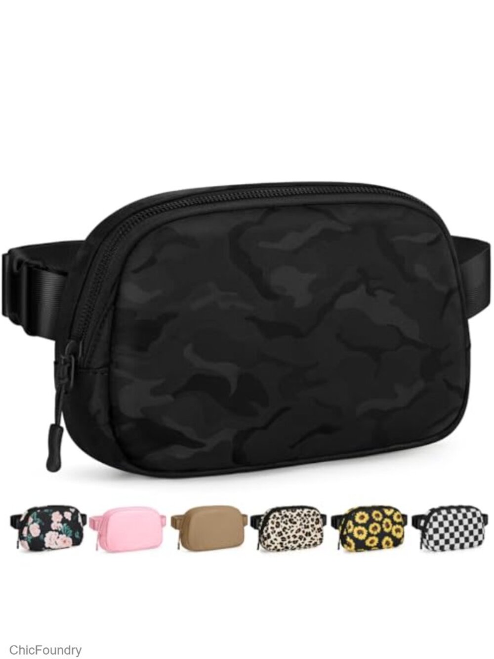Fanny Pack Crossbody Belt Bag with Zipper Back Pocket Water-Resistant
